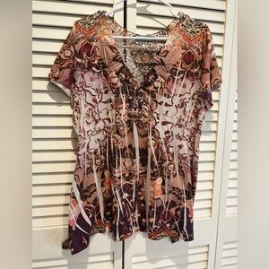 Women's Multicolor Lace-Up Top